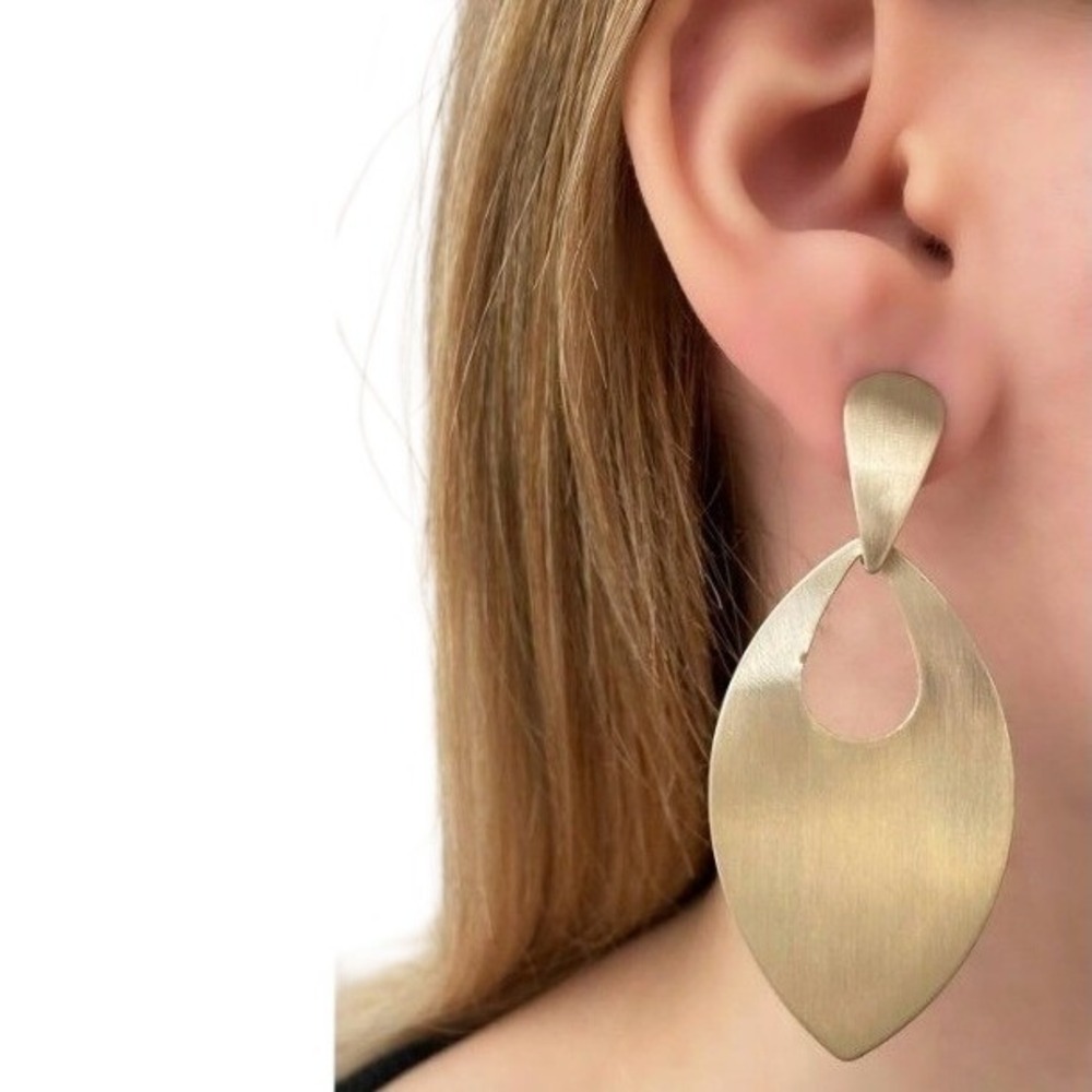 Hema Geometric Shape Women's Gold Tone Statement Dangle Earrings